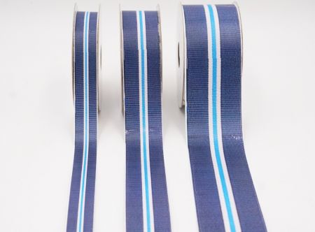 Темно-синя та світло-блакитна смугаста тканинна стрічка набір_AI